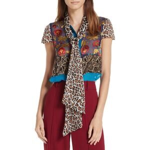 Alice + Olivia Jeannie Bow Collar Mix Print Tank Size XS